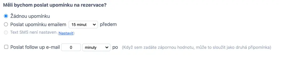 Odesílání upravených automatických textových e-mailových připomínek v systému rezervace schůzek salónu