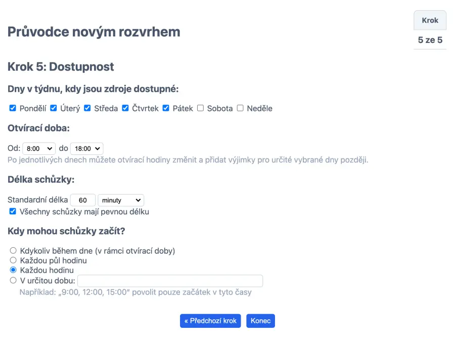 Název online kalendáře rezervace