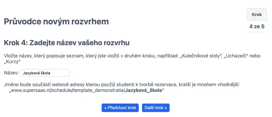 Zadejte název rozvrhu
