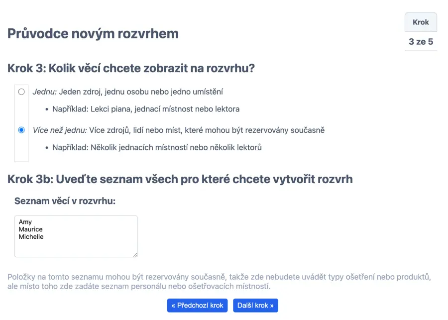 Nastavení zdrojového rozvrhu