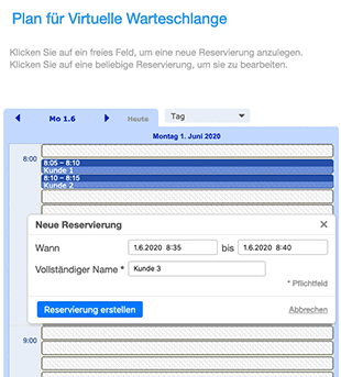 Beispiel virtuelle Warteschlange