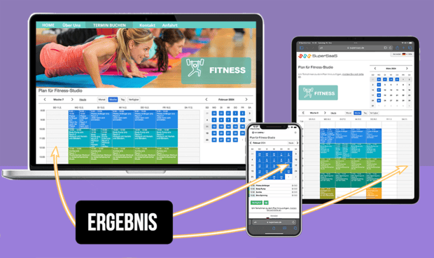 Fitness online Termin Kalender Beispiele Integration auf unterschiedliche Geräte