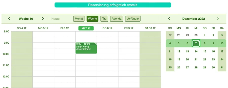 Therapeut online Termin Kalender gebuchtes Zeitfenster