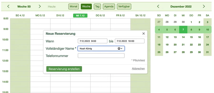 Therapeut online Termin Kalender Termin buchen