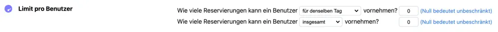 Einschränkungen pro Benutzer und Kunde