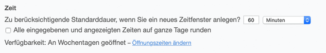 Standardlänge eines Zeitfensters in einem Kapazitätsplan