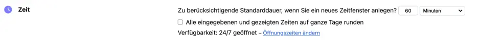 Standardlänge eines Zeitfensters in einem Kapazitätsplan