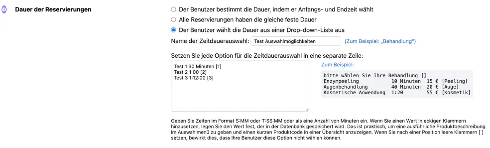 Auswahlliste mit Option eines Dauerwählers