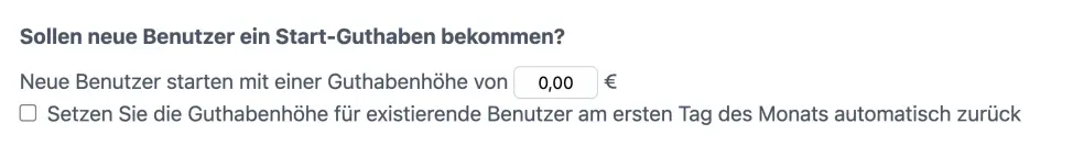 Ein Start-Guthaben einrichten