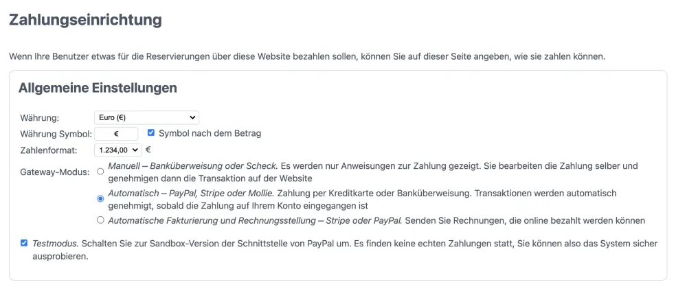 Einrichtung Rechnungsstellung/Rechnungslegung für online Terminbuchung