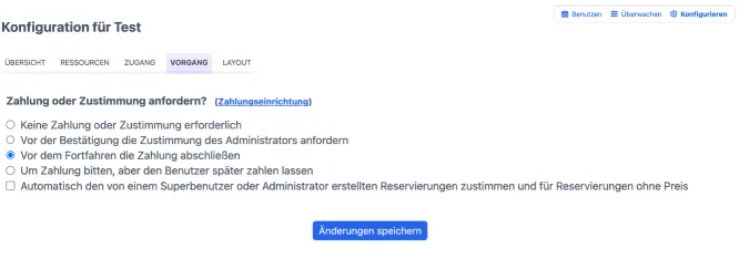 Wähle Zahlung und/oder Freigeben als Option bei online Termine zahlen aus