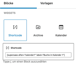 Shortcode-Block zu WordPress-Beitrag hinzufügen