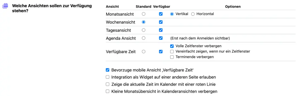 Verfügbare Ansichten