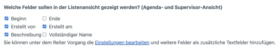 Felder die in Listenansichten integriert werden