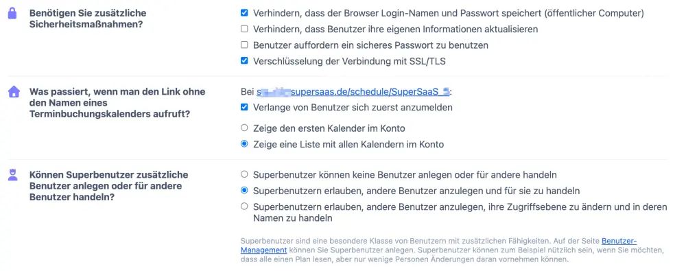 Andere Einstellungen der Anmeldung/Genehmigung