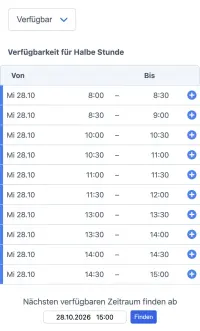 Beispiel für die Online-Terminbuchung mit SuperSaaS auf einem mobilen Gerät