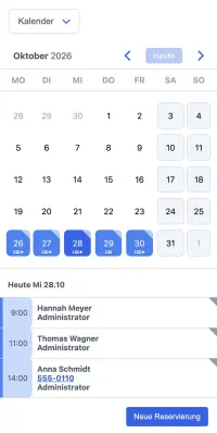 Beispiel für einen SuperSaaS Online-Terminbuchungskalender auf einem mobilen Gerät für Wartung & Reparatur Service