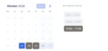 Beispiel für ein SuperSaaS Buchungs-Widget für Therapie Leistungen