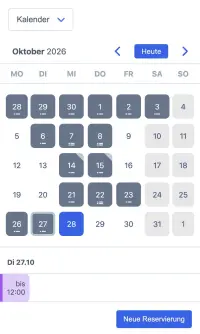 
            Beispiel für einen Online-Buchungskalender auf einem mobilen Gerät für Immobilien Verwaltung