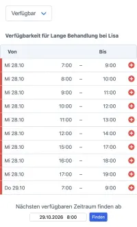 Beispiel für einen SuperSaaS Online-Terminbuchungskalender auf einem mobilen Gerät für Massage Service