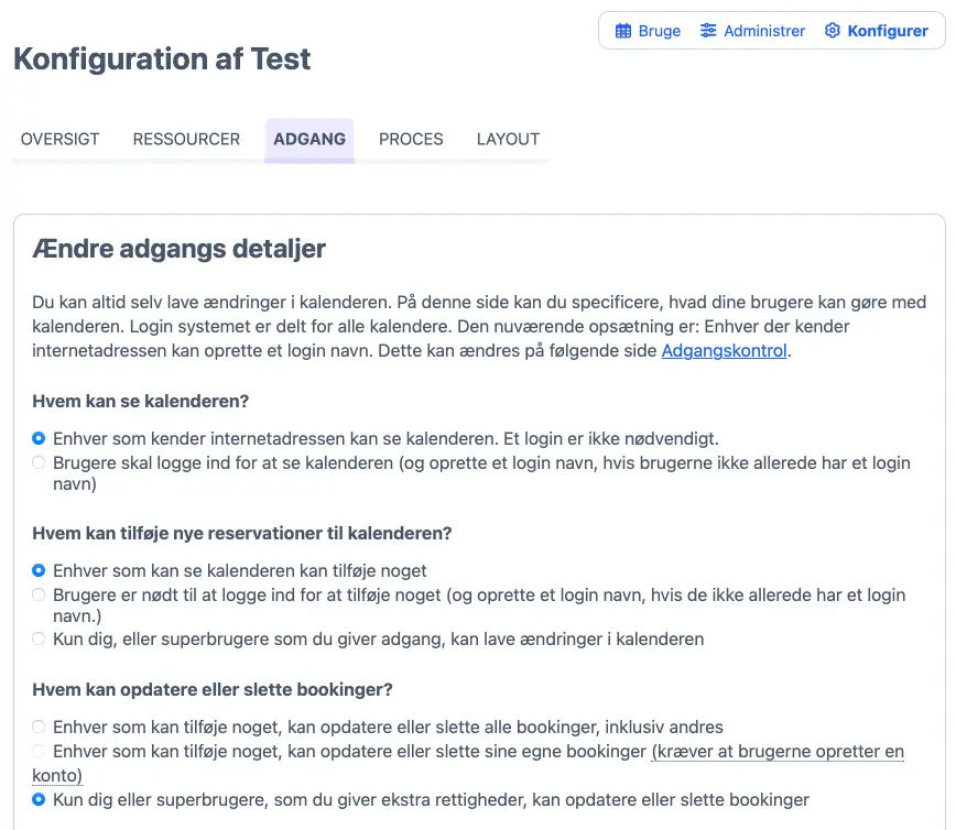 Opsætning af adgangsbetingelser