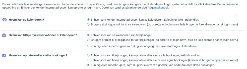 Opsætning af adgangsbetingelser