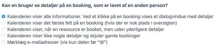 Synlighed af bookingdetaljer