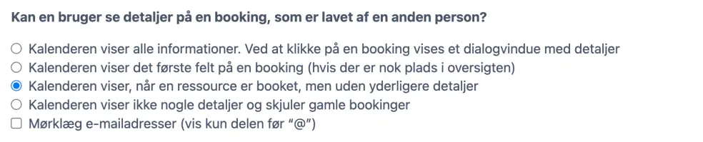 Synlighed af bookingdetaljer