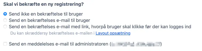 Bekræftelse på registrering og verifikation