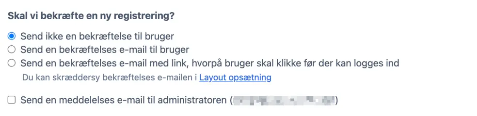 Bekræftelse på registrering og verifikation