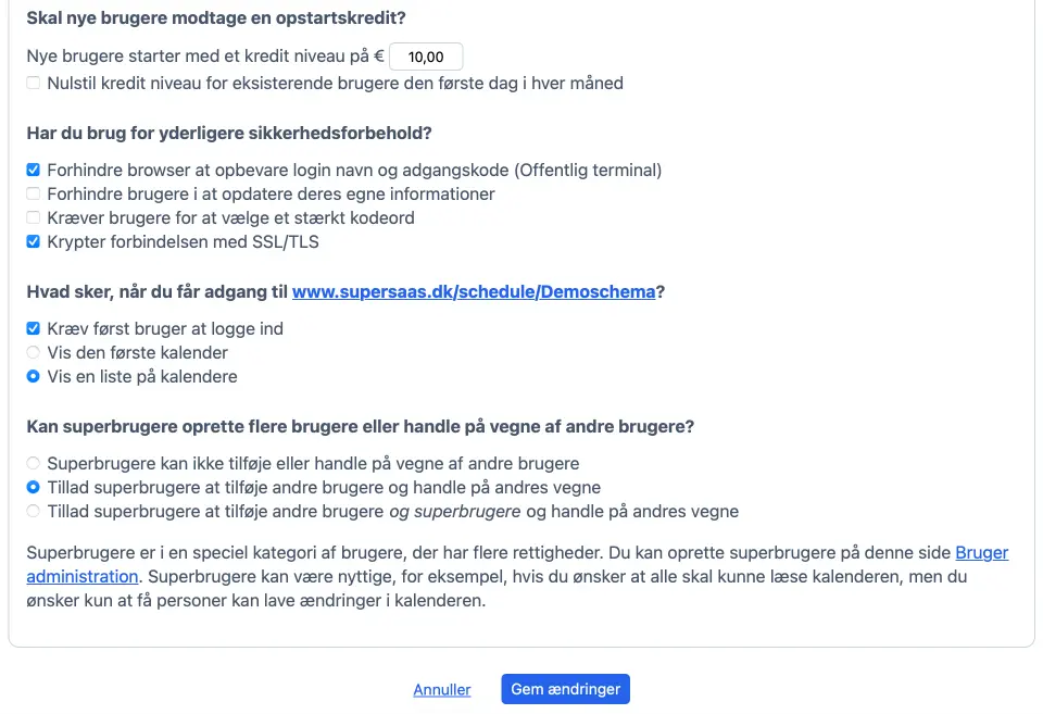 Andre opsætningsmuligheder