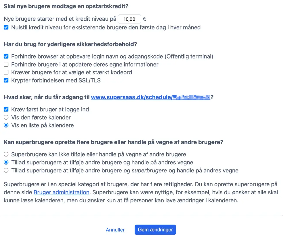 Andre opsætningsmuligheder