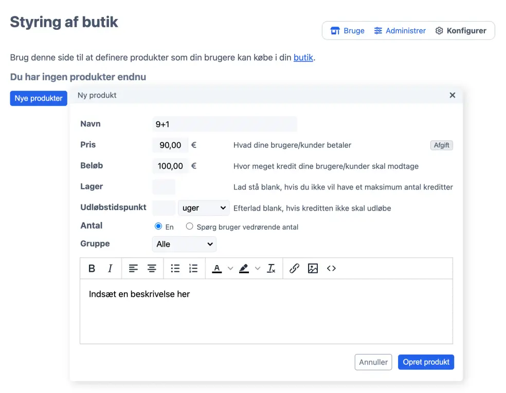 Kredit pakker med rabat