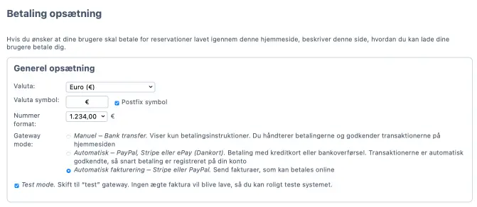Faktura opsætning