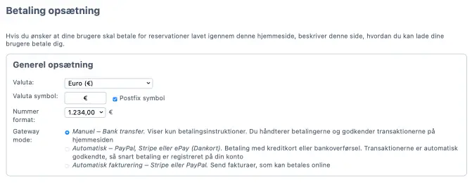 Manuel opsætning af betaling