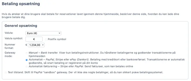 Opsætning af online betaling