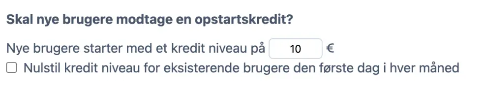 Konfigurering af opstartskreditter