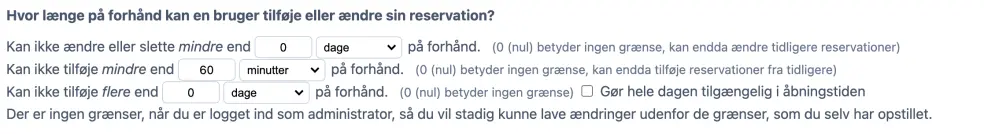 Hvornår kan en booking laves?