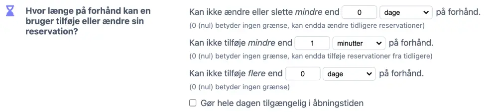 Hvornår kan en booking laves?