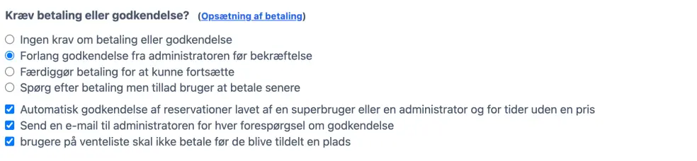 Betaling og godkendelse