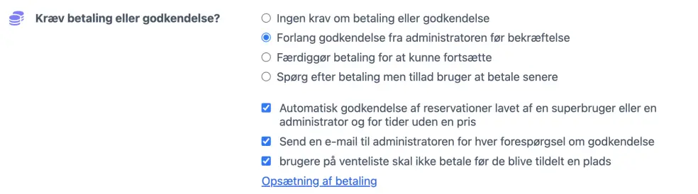 Betaling og godkendelse