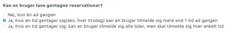 Gentagne bookinger i en kapacitetskalender