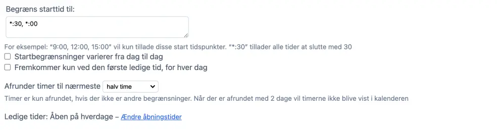 Begrænsning i starttidspunkter