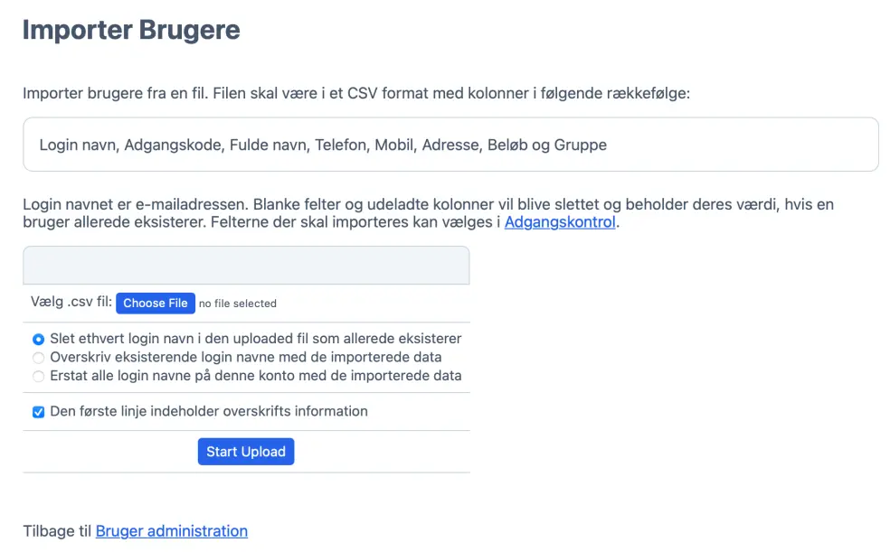 Import af kundedatabase