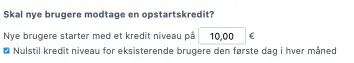Sletning af månedlige kreditter