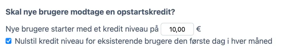 Sletning af månedlige kreditter