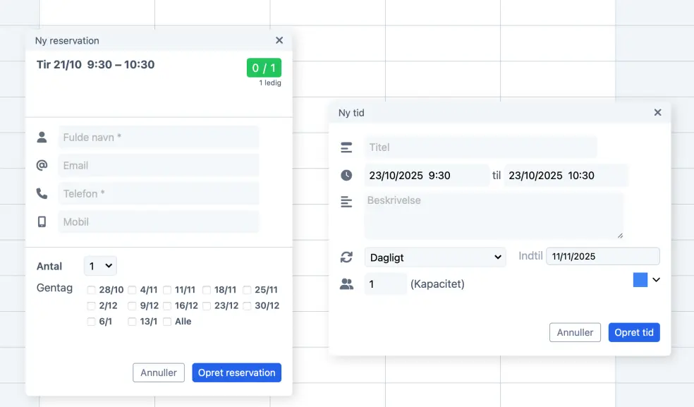 Gentagende booking 3
