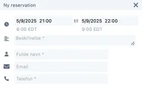 Booking med dato og tid