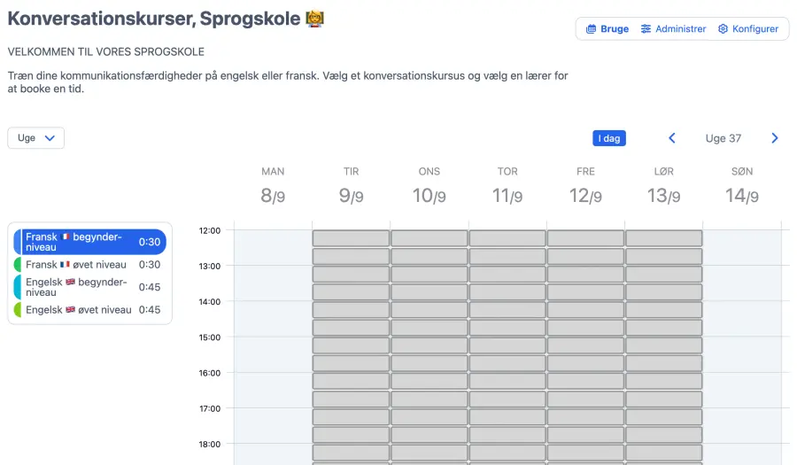 Kalender for start af sprogundervisning