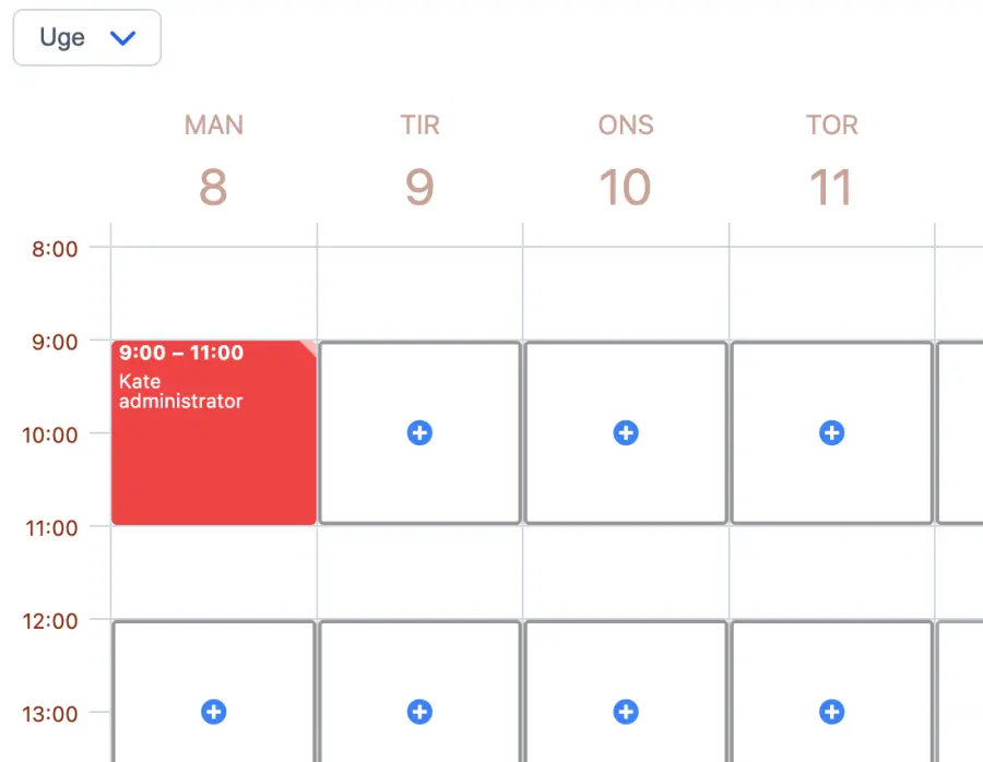 Kalender med booking
